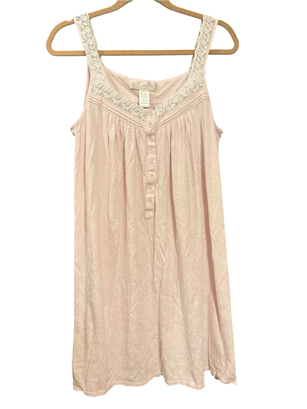 Eileen West Pink Floral Cotton Lawn Chemise Nightgown Women’s Medium
